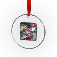 Patriotic Bass Fishing Moon Crystal Glass Ornament 4th Of July Fisherman Gift