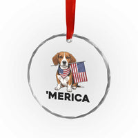 Patriotic Beagle Lover 4th Of July Dog Crystal Glass Ornament Merica Pride
