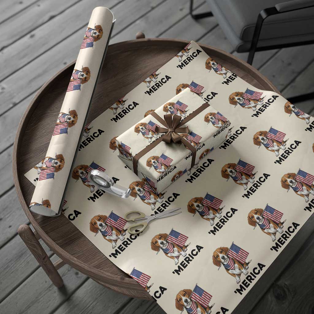Patriotic Beagle Lover 4th Of July Dog Wrapping Paper Roll Merica Pride