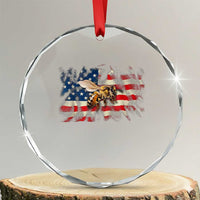 Patriotic Beekeeper Crystal Glass Ornament Bee American Flag Beekeeping