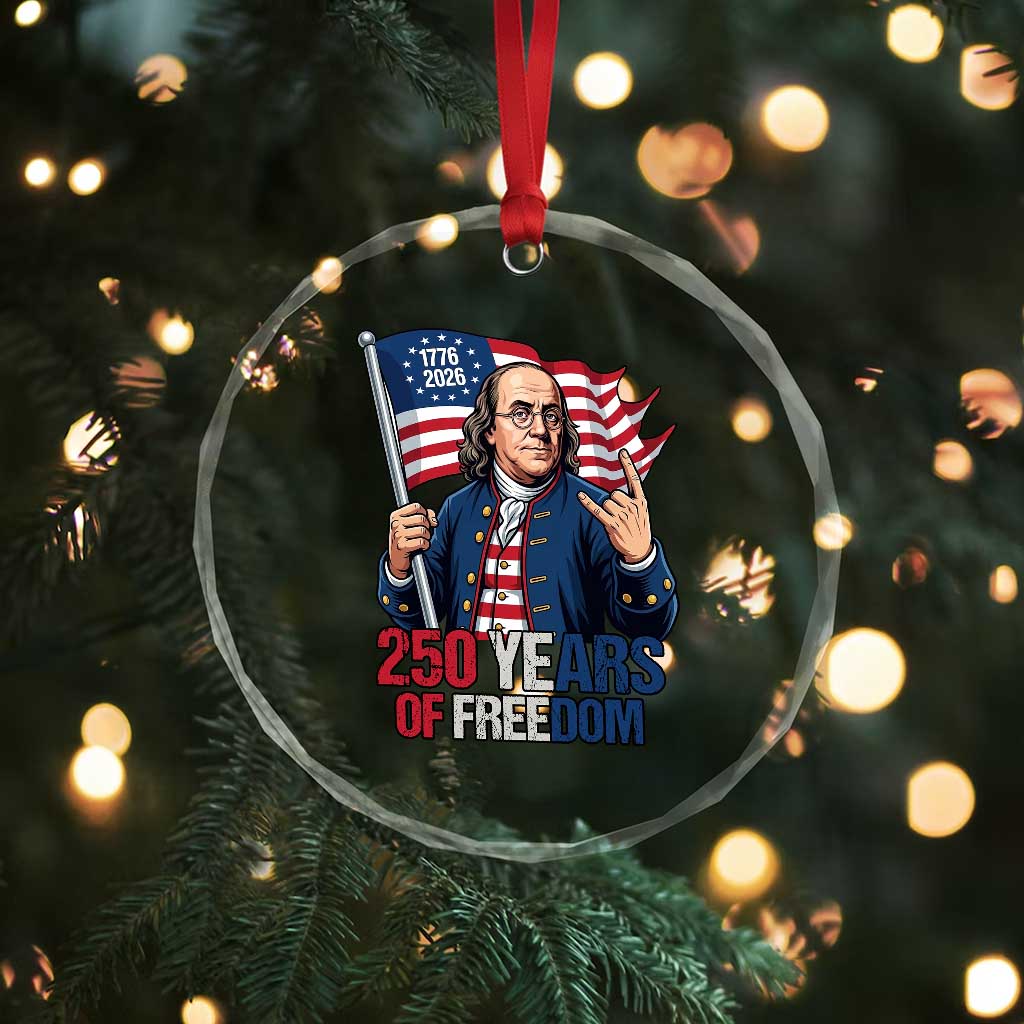 Patriotic Benjamin Franklin Crystal Glass Ornament 250 Years Of Freedom