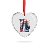 Patriotic Benjamin Franklin Heart Crystal Glass Ornament 250 Years Of Freedom