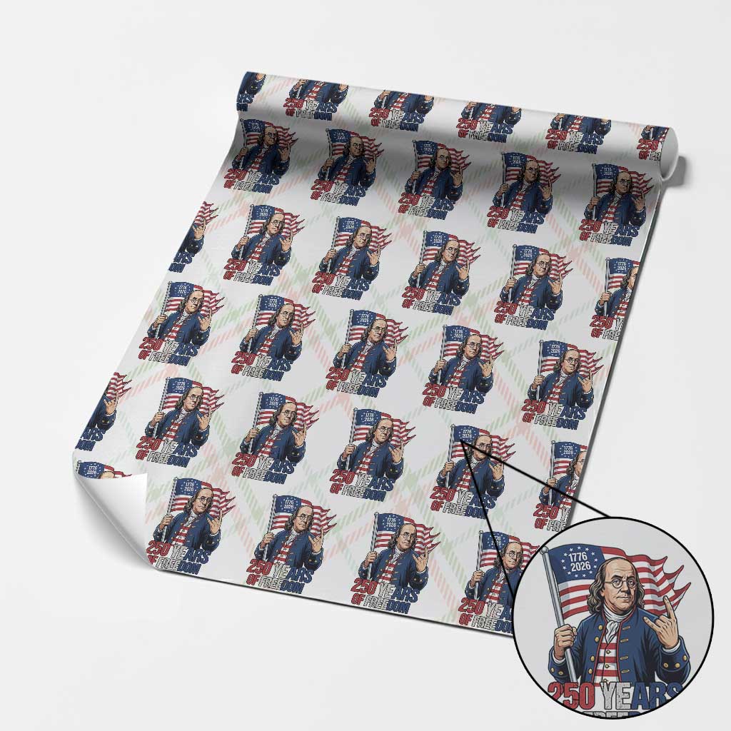 Patriotic Benjamin Franklin Wrapping Paper Roll 250 Years Of Freedom