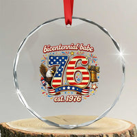 Patriotic Bicentennial Babe Est 1976 Crystal Glass Ornament Eagle Fireworks 50th Birthday