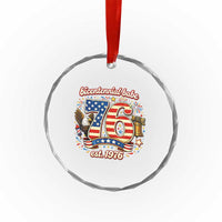 Patriotic Bicentennial Babe Est 1976 Crystal Glass Ornament Eagle Fireworks 50th Birthday