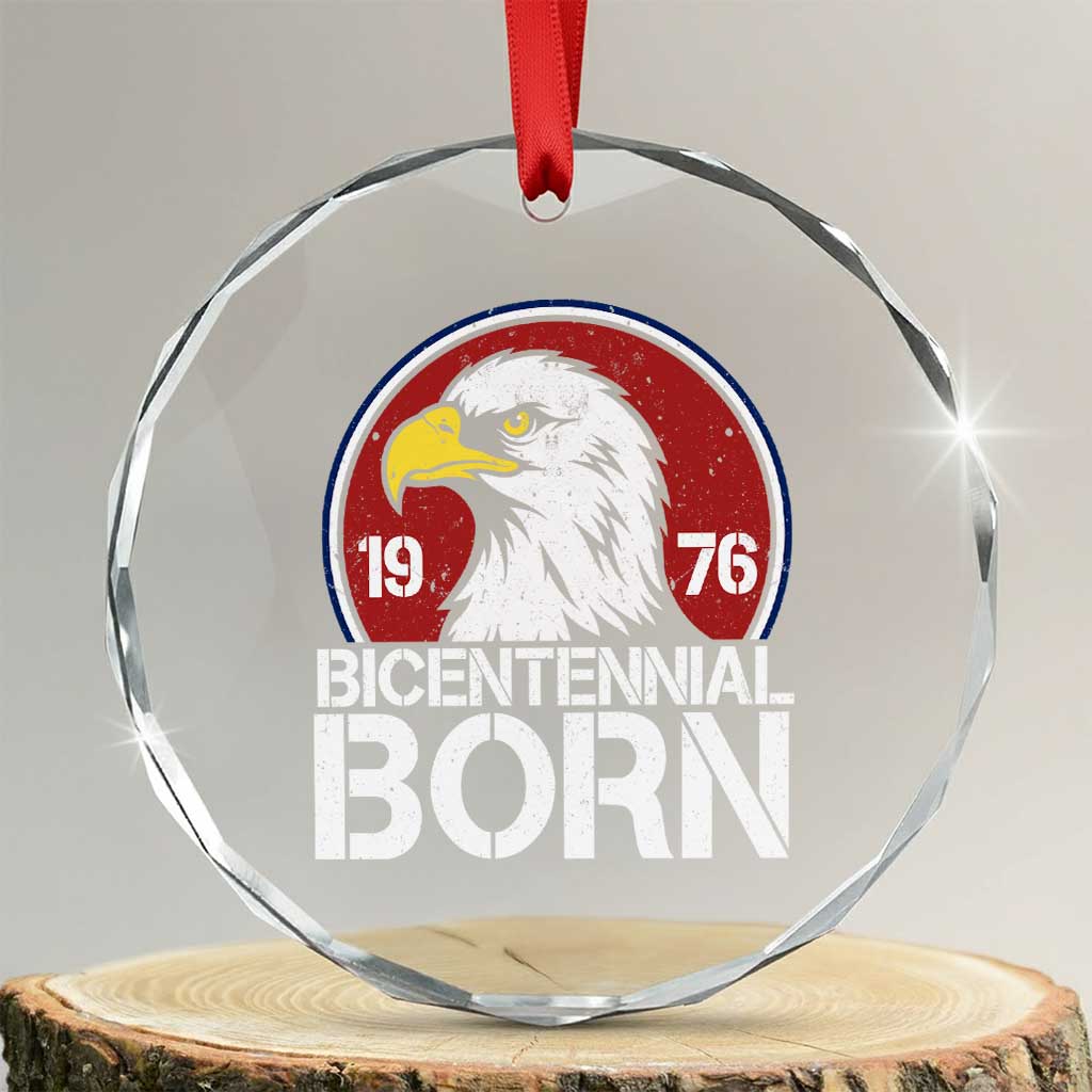Patriotic Bicentennial Born 1976 Crystal Glass Ornament American Bald Eagle 50th Birthday