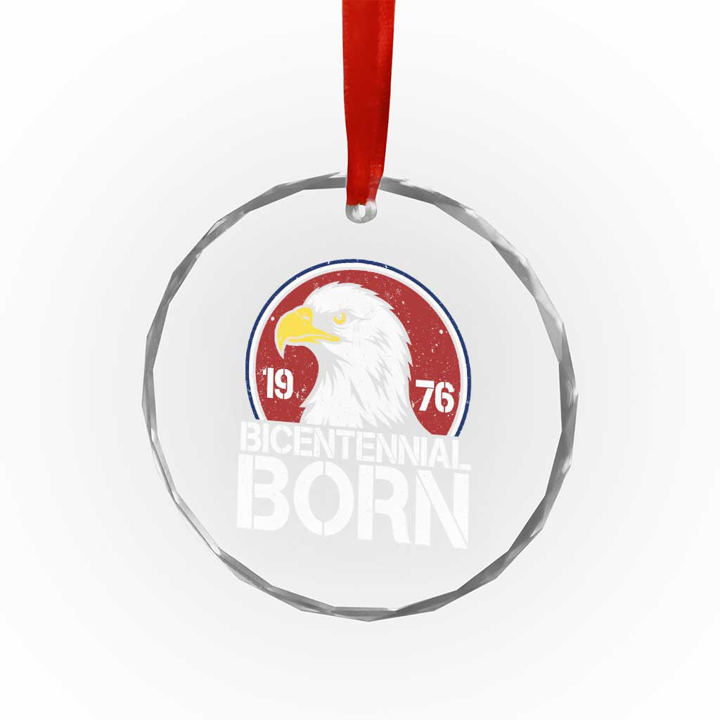Patriotic Bicentennial Born 1976 Crystal Glass Ornament American Bald Eagle 50th Birthday