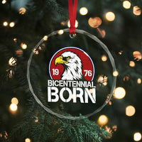 Patriotic Bicentennial Born 1976 Crystal Glass Ornament American Bald Eagle 50th Birthday