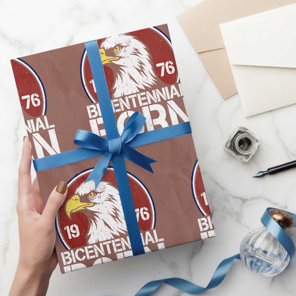 Patriotic Bicentennial Born 1976 Wrapping Paper Roll American Bald Eagle 50th Birthday