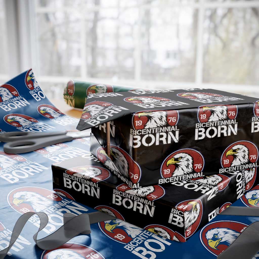 Patriotic Bicentennial Born 1976 Wrapping Paper Roll American Bald Eagle 50th Birthday