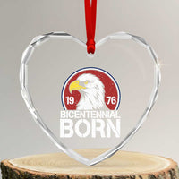 Patriotic Bicentennial Born 1976 Heart Crystal Glass Ornament American Bald Eagle 50th Birthday