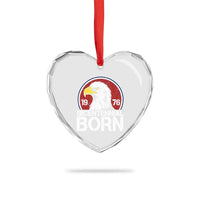 Patriotic Bicentennial Born 1976 Heart Crystal Glass Ornament American Bald Eagle 50th Birthday