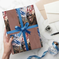 Patriotic Bigfoot 4th Of July Selfie Wrapping Paper Roll Funny USA Freedom Jet Fighter Graphic
