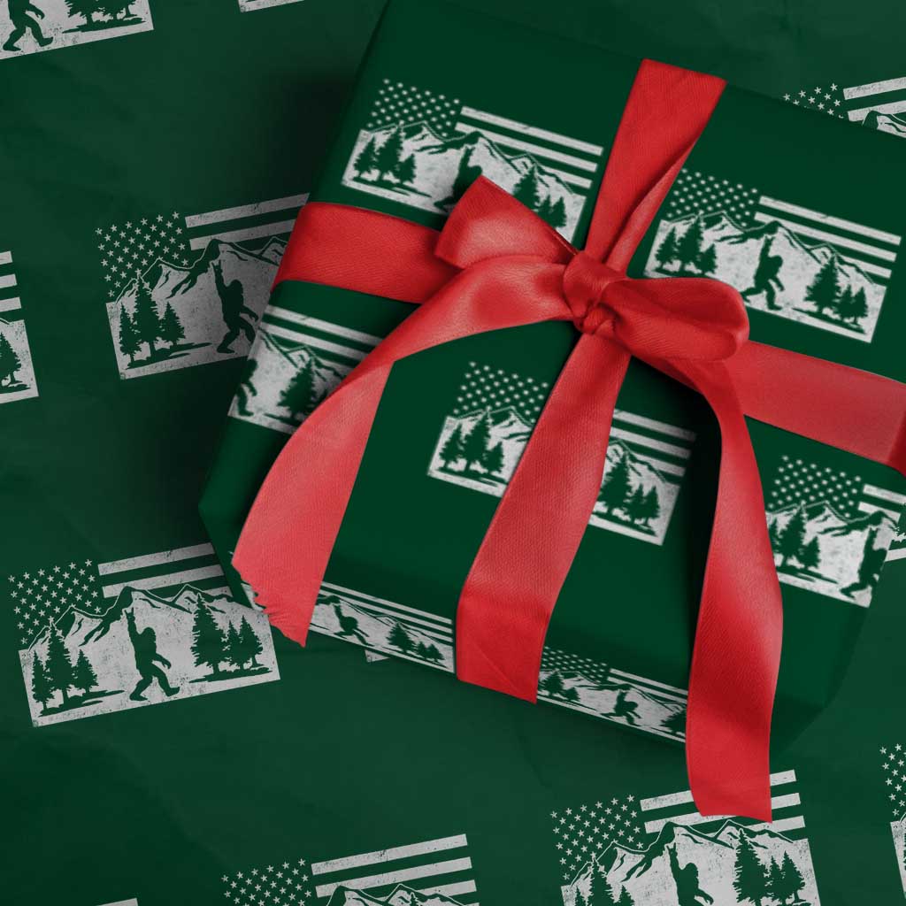 Patriotic Bigfoot American Flag in Forest Wrapping Paper Roll