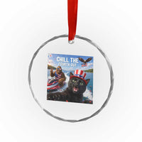 Patriotic Bigfoot And Cat Crystal Glass Ornament Chill The Fourth Out