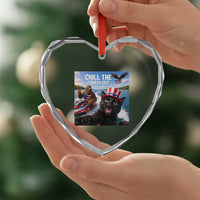 Patriotic Bigfoot And Cat Heart Crystal Glass Ornament Chill The Fourth Out