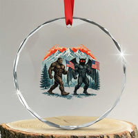 Patriotic Bigfoot And Mothman Crystal Glass Ornament Funny Cryptid Lover Gift