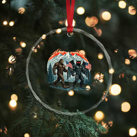 Patriotic Bigfoot And Mothman Crystal Glass Ornament Funny Cryptid Lover Gift