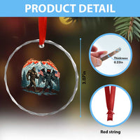 Patriotic Bigfoot And Mothman Crystal Glass Ornament Funny Cryptid Lover Gift