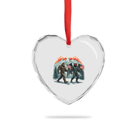 Patriotic Bigfoot And Mothman Heart Crystal Glass Ornament Funny Cryptid Lover Gift