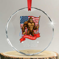 Patriotic Bigfoot US 250th Anniversary Crystal Glass Ornament Sasquatch Celebrating 250 Years of Freedom 1776 to 2026 - Wonder Print Shop