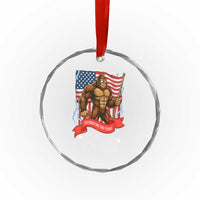 Patriotic Bigfoot US 250th Anniversary Crystal Glass Ornament Sasquatch Celebrating 250 Years of Freedom 1776 to 2026 - Wonder Print Shop