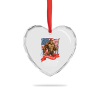 Patriotic Bigfoot US 250th Anniversary Heart Crystal Glass Ornament Sasquatch Celebrating 250 Years of Freedom 1776 to 2026 - Wonder Print Shop