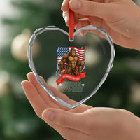 Patriotic Bigfoot US 250th Anniversary Heart Crystal Glass Ornament Sasquatch Celebrating 250 Years of Freedom 1776 to 2026 - Wonder Print Shop