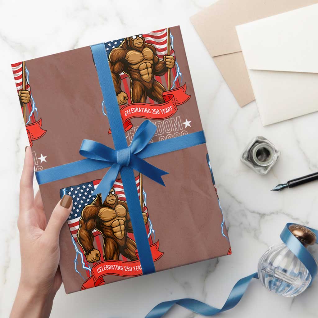 Patriotic Bigfoot US 250th Anniversary Wrapping Paper Roll Sasquatch Celebrating 250 Years of Freedom 1776 to 2026 - Wonder Print Shop