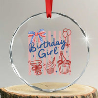 Patriotic Birthday Girl Crystal Glass Ornament Red White And Blue Party Graphic