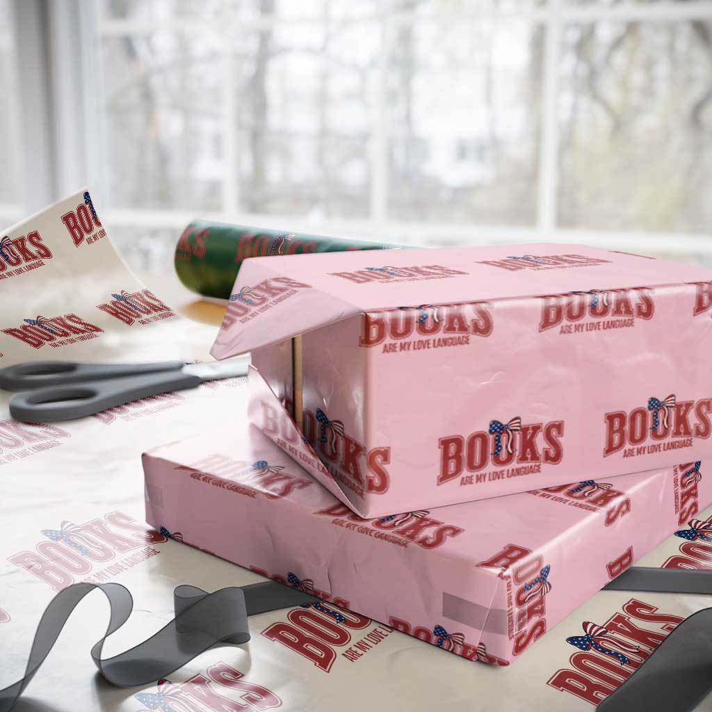Patriotic Book Lover Gift Wrapping Paper Roll Books Are My Love Language