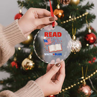 Patriotic Bookish 4th Of July Read White Blue Since 1776 Crystal Glass Ornament
