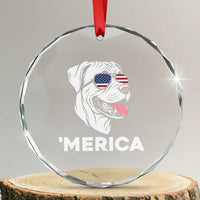 Patriotic Boxer Lover 4th Of July Dog Crystal Glass Ornament American Flag Merica Pride