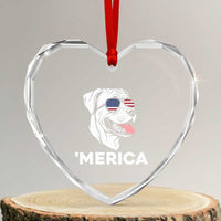 Patriotic Boxer Lover 4th Of July Dog Heart Crystal Glass Ornament American Flag Merica Pride