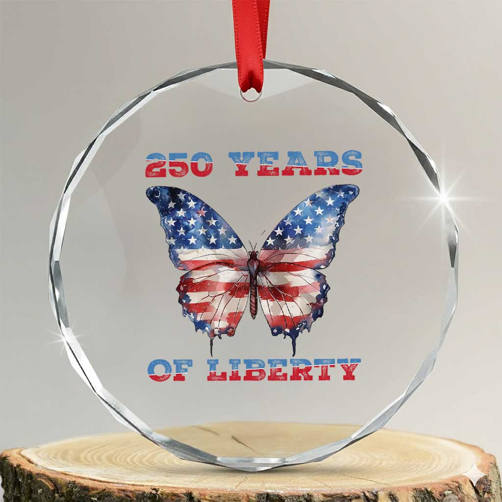Patriotic Butterfly Crystal Glass Ornament 250 Years Of Liberty