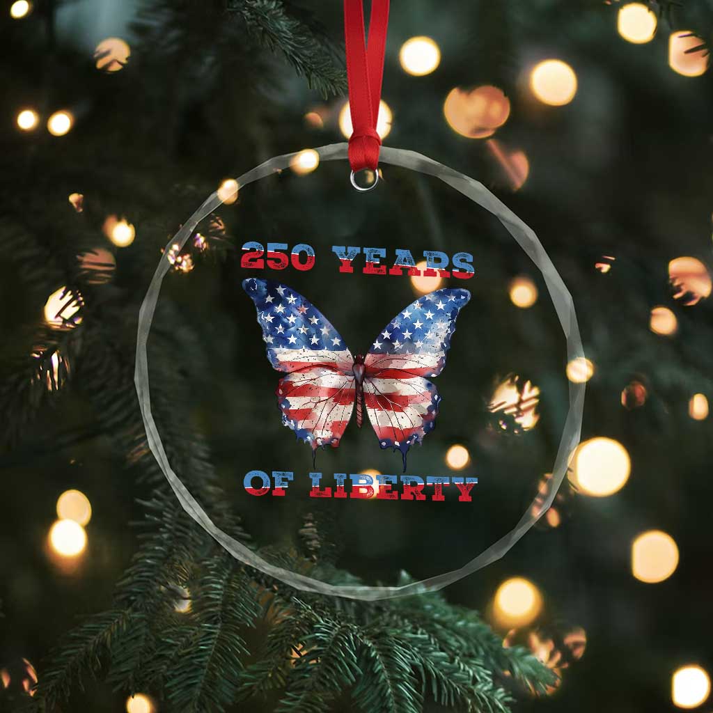 Patriotic Butterfly Crystal Glass Ornament 250 Years Of Liberty
