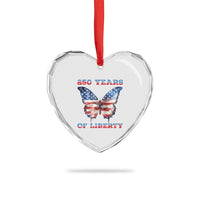 Patriotic Butterfly Heart Crystal Glass Ornament 250 Years Of Liberty