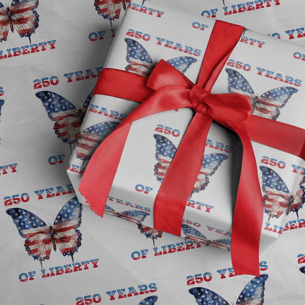 Patriotic Butterfly Wrapping Paper Roll 250 Years Of Liberty