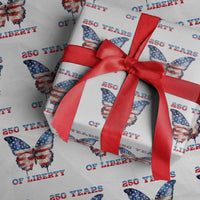 Patriotic Butterfly Wrapping Paper Roll 250 Years Of Liberty