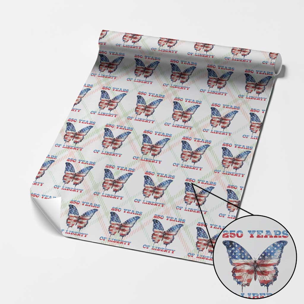 Patriotic Butterfly Wrapping Paper Roll 250 Years Of Liberty