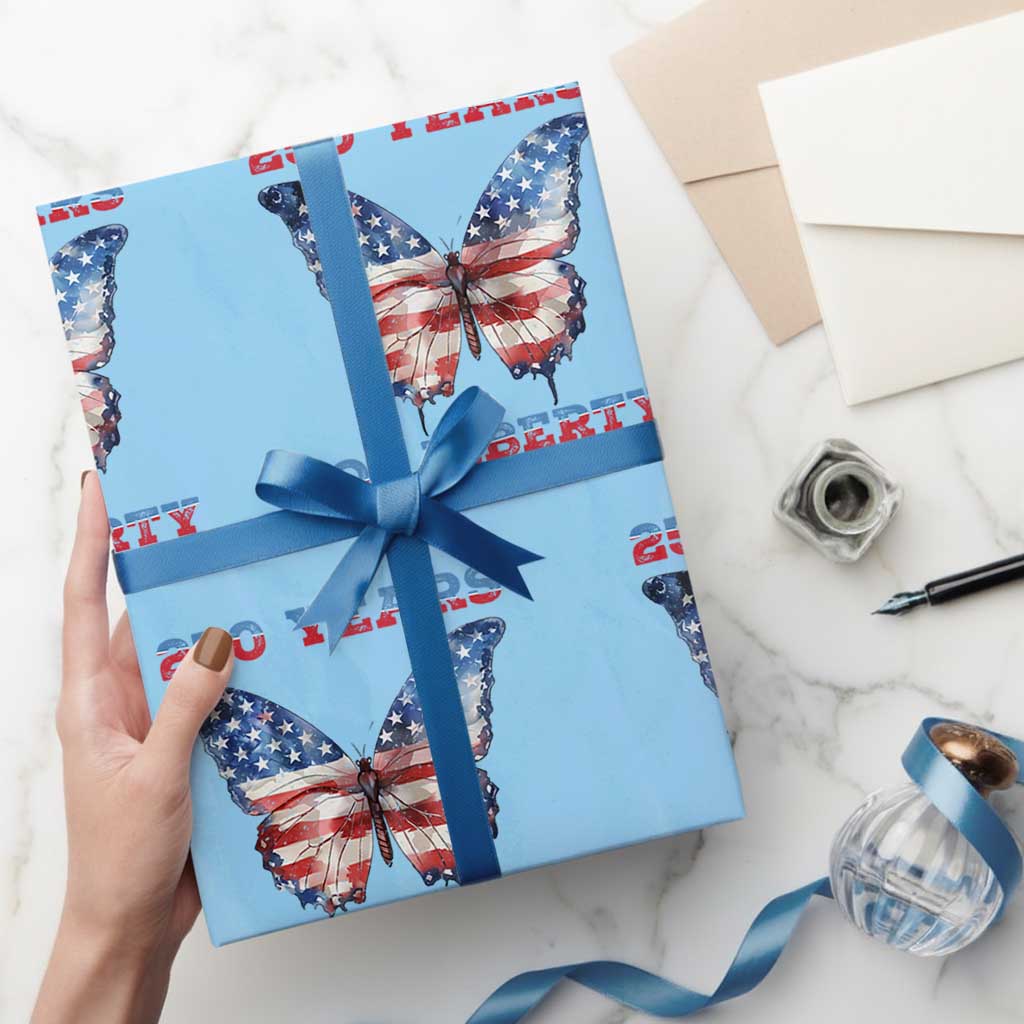 Patriotic Butterfly Wrapping Paper Roll 250 Years Of Liberty
