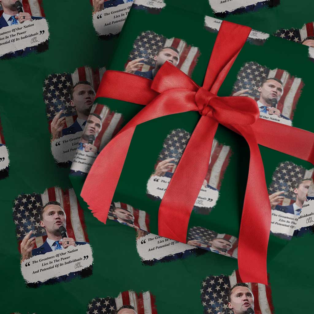 Patriotic Charlie Kirk Legacy Wrapping Paper Roll The Greatness of America Power of the People - Wonder Print Shop