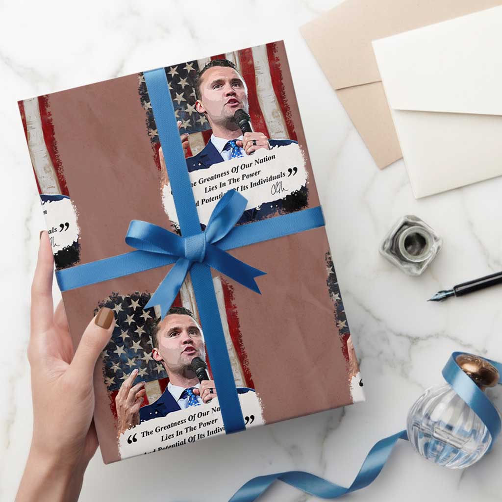 Patriotic Charlie Kirk Legacy Wrapping Paper Roll The Greatness of America Power of the People - Wonder Print Shop