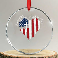Patriotic Christian Crystal Glass Ornament Faith In God Heart Cross Flag 4th Of July Religious - Wonder Print Shop