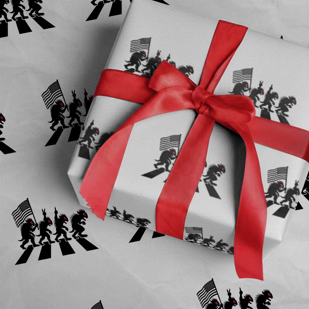 Patriotic Chupacabra Wrapping Paper Roll Funny Cryptid Lover Gift