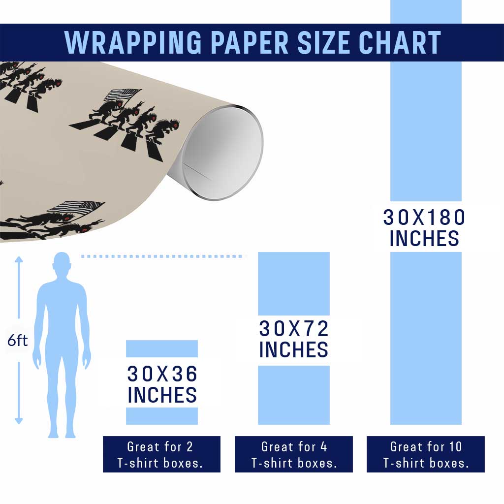 Patriotic Chupacabra Wrapping Paper Roll Funny Cryptid Lover Gift