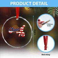 Patriotic Class of 76 Retro American Flag Script Crystal Glass Ornament Graduation Birthday Milestone