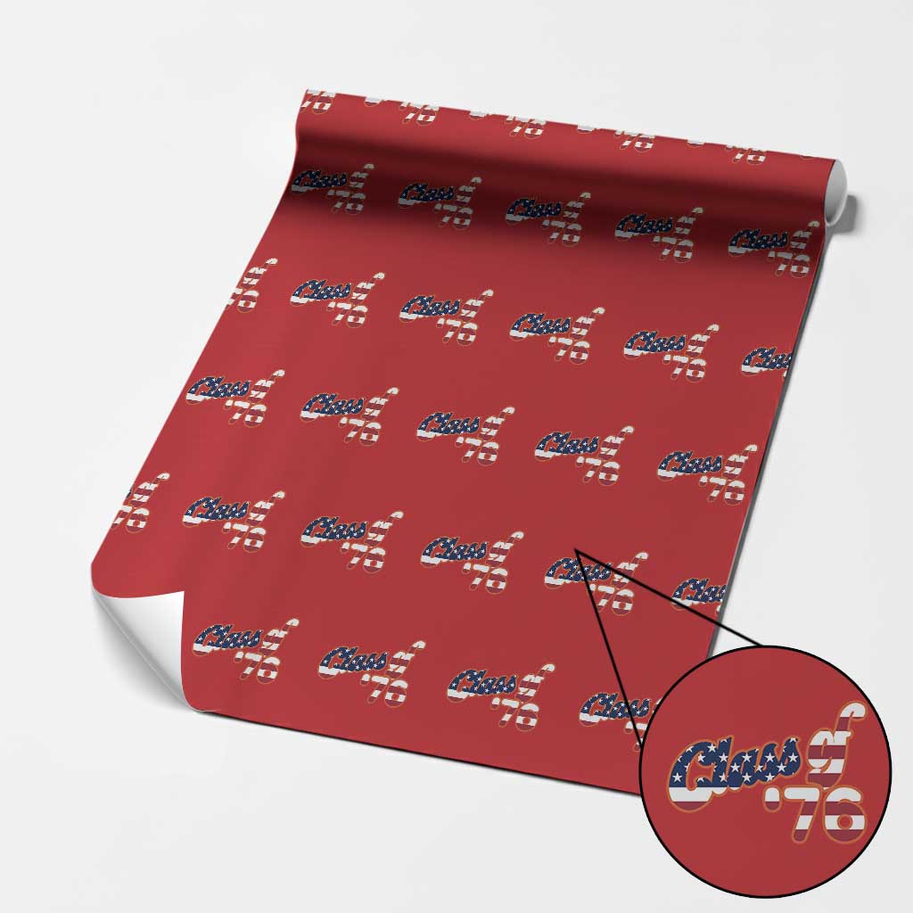 Patriotic Class of 76 Retro American Flag Script Wrapping Paper Roll Graduation Birthday Milestone