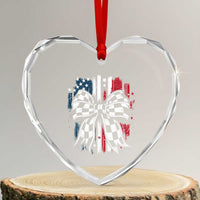 Patriotic Coquette Bow Checkered Flag Race Car Racing Heart Crystal Glass Ornament - Wonder Print Shop