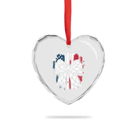 Patriotic Coquette Bow Checkered Flag Race Car Racing Heart Crystal Glass Ornament - Wonder Print Shop